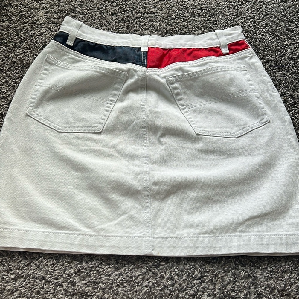 Tommy Hilfiger Red, White and Blue Denim Mini Skirt Size 10